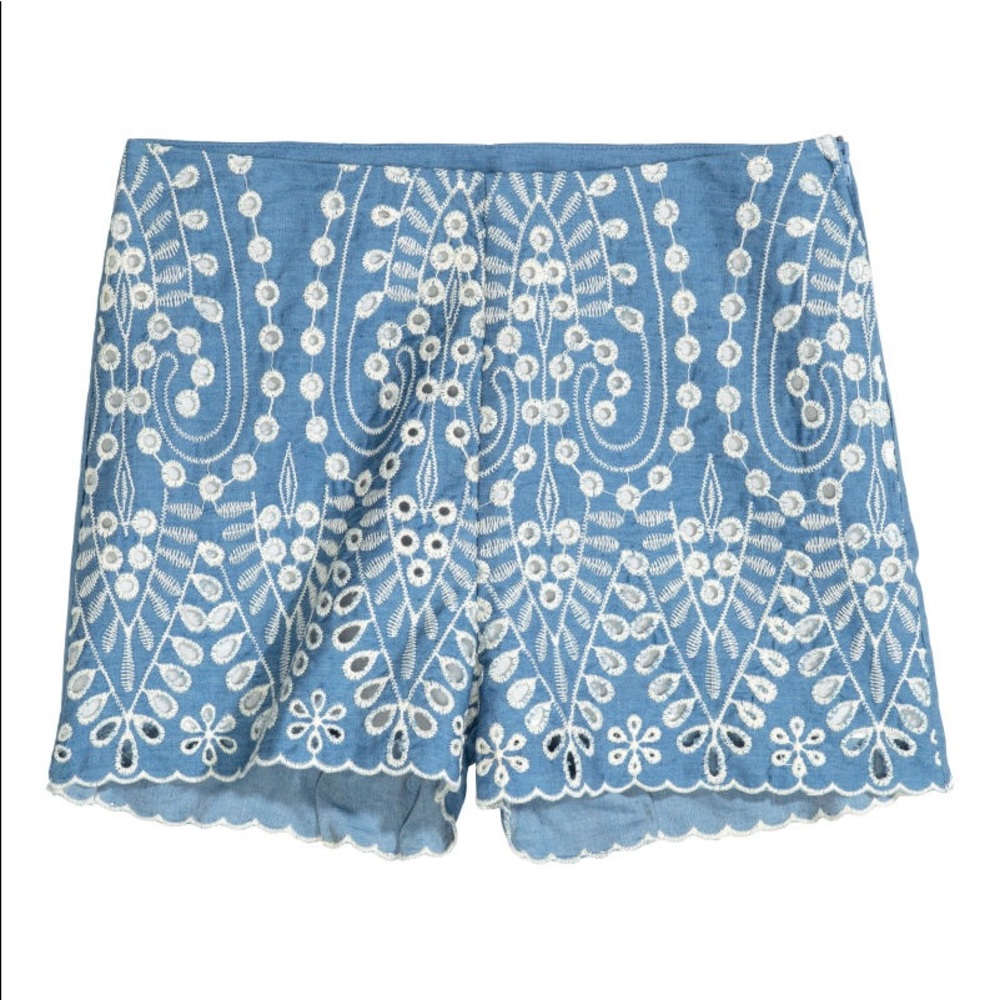 H&M EMBROIDERED SHORTS